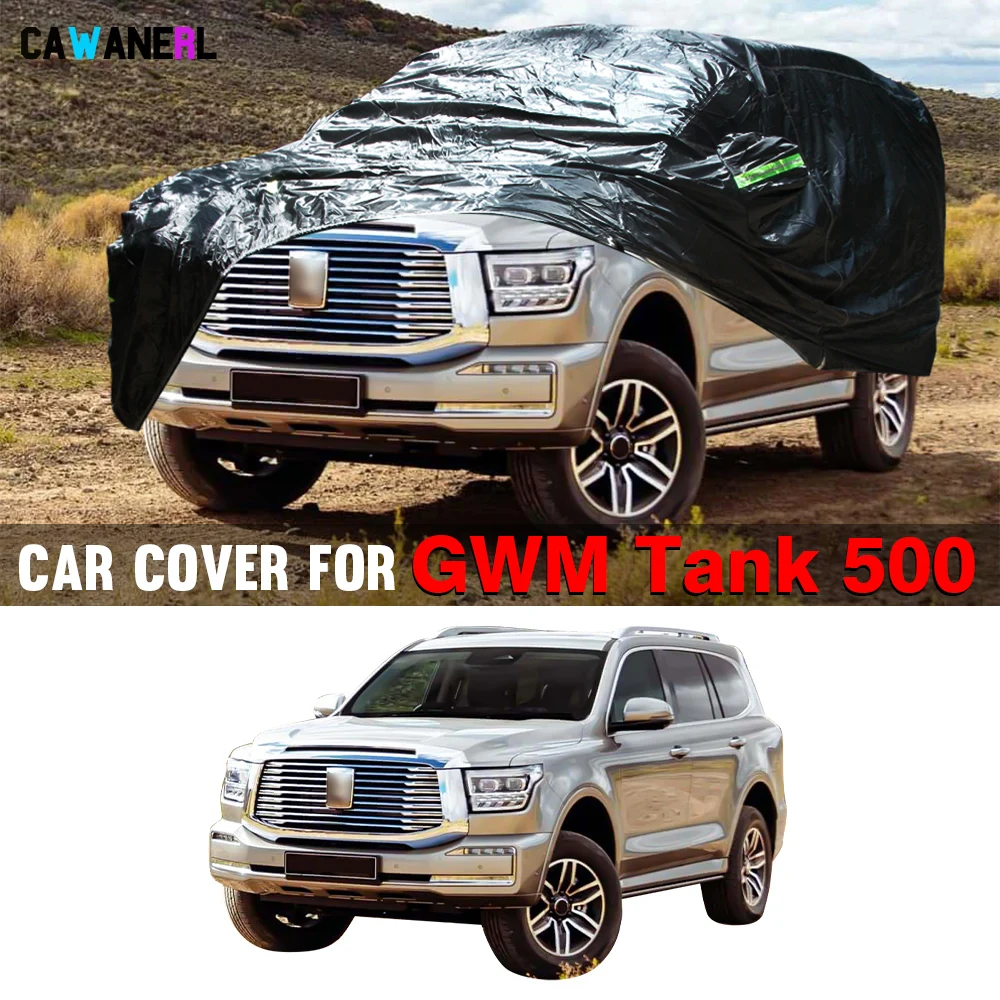 

Black Car Cover For GWM Tank 500 2021-2026 SUV Outdoor Anti-UV Sun Rain Snow Dust Protection Cover Waterproof