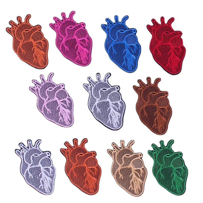 Skeleton Heart Embroidered Patches on Clothes Iron on Patches for Clothing Human Organs Patches Stickers Applique Badge Stripe