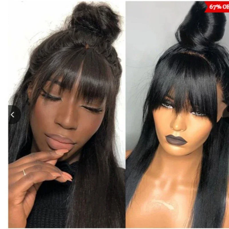 

Lady Daily Headwear Air Bangs Straight Hair Party Dress Up Clothing Match Long Hair Headgear Woman Half Zip Meatball Head Wig