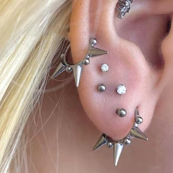 Gothic Jewelry 1Pcs Rivet Earrings Korean Fashion Geometric Spiked Rivet Hoops Earrings Grunge Accessories Punk Jewelry Earrings