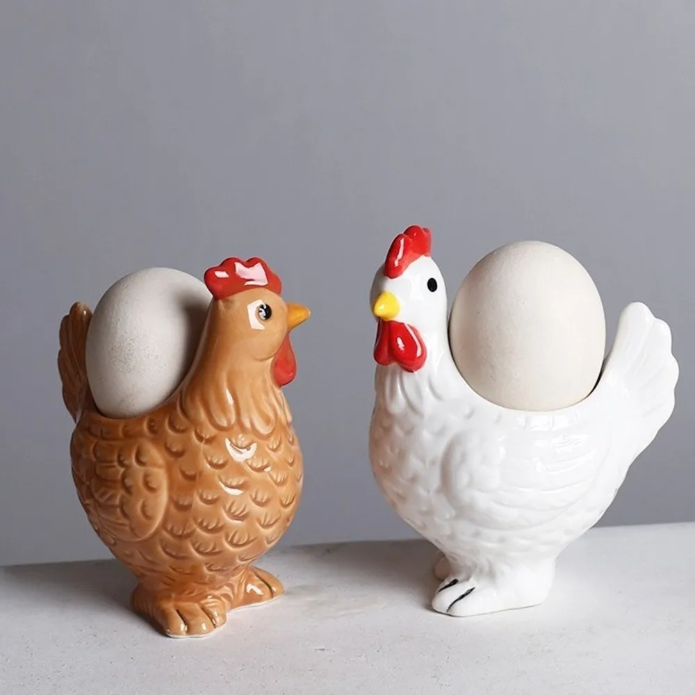 Creative Chicken Shape Ceramic Egg Cup Smooth Surface Cartoon 3D Chick Egg Cup Decorative Egg Tray Cup Ornament Home Use