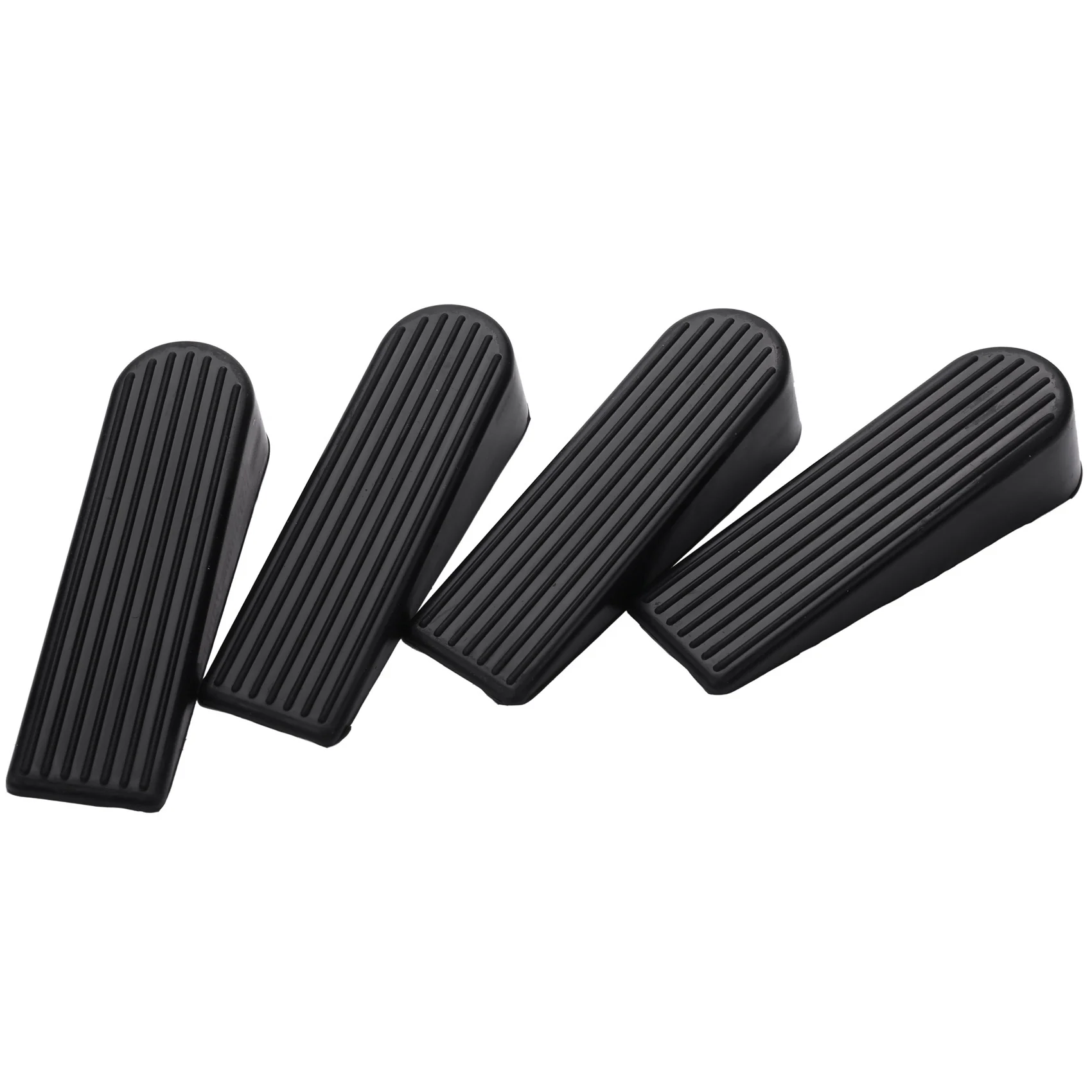 4 Pack Door Stop Wedges, Rubber Non-Scratching Door Stoppers for Home and Office (Black)