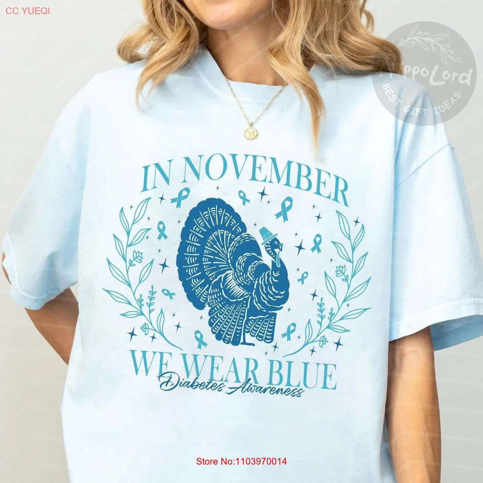 В ноября Wear Blue For Diabetes Awareness Футболка Support Squad Sugar Free Month Ribbon SweaT с длинными или короткими рукавами