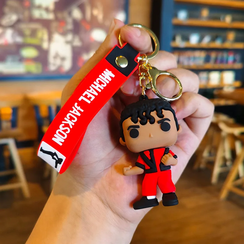4 Styles King of Dance Jackson Keychain Classic Singer Key Ring Holder Pendant Key Chains Michael Jackson Men's and Women's Gift view 4
