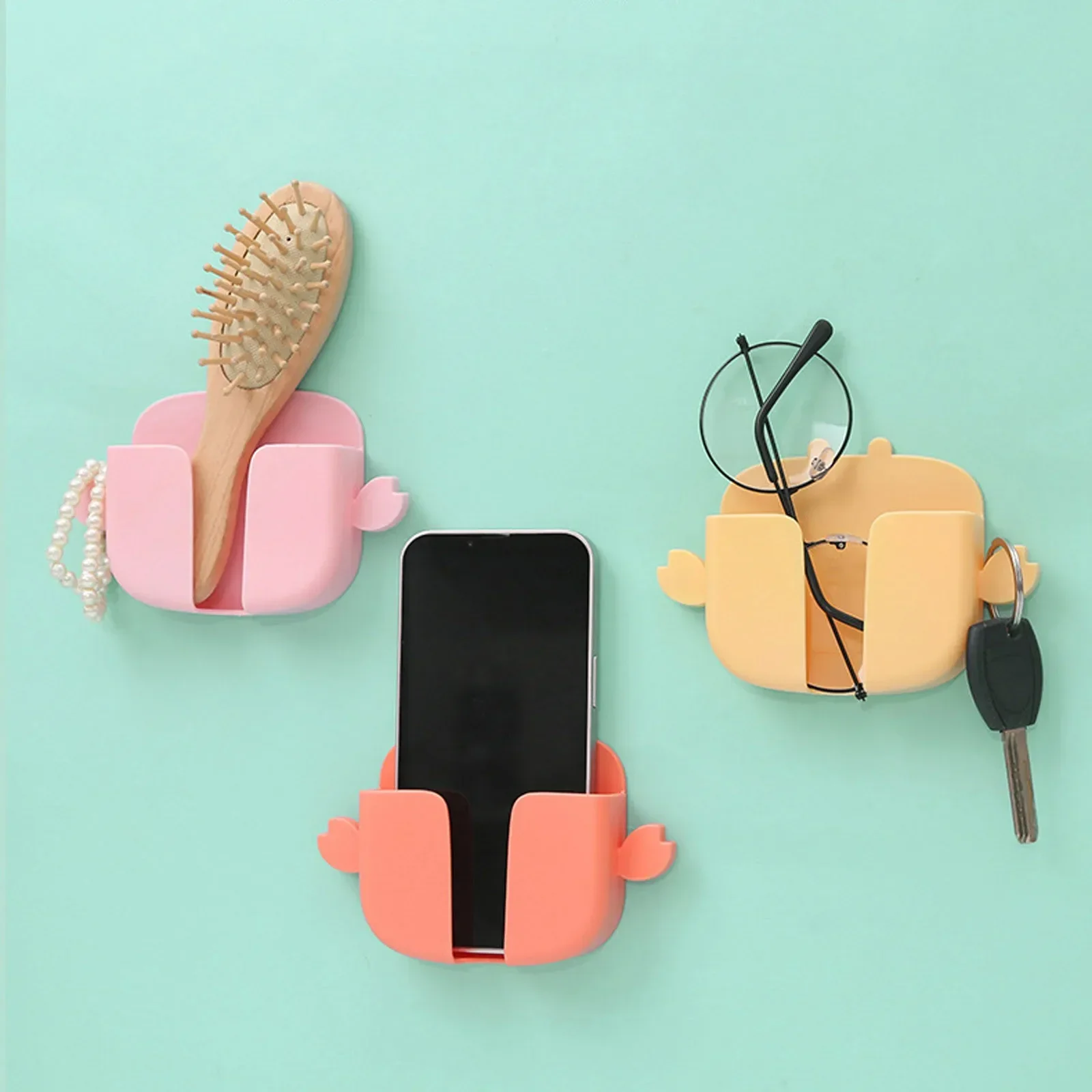Cute Little Crab Wall Mounted Storage Box Mobile Phone Plug Holder Stand Rack Remote Control Storage Organizer Case Racks