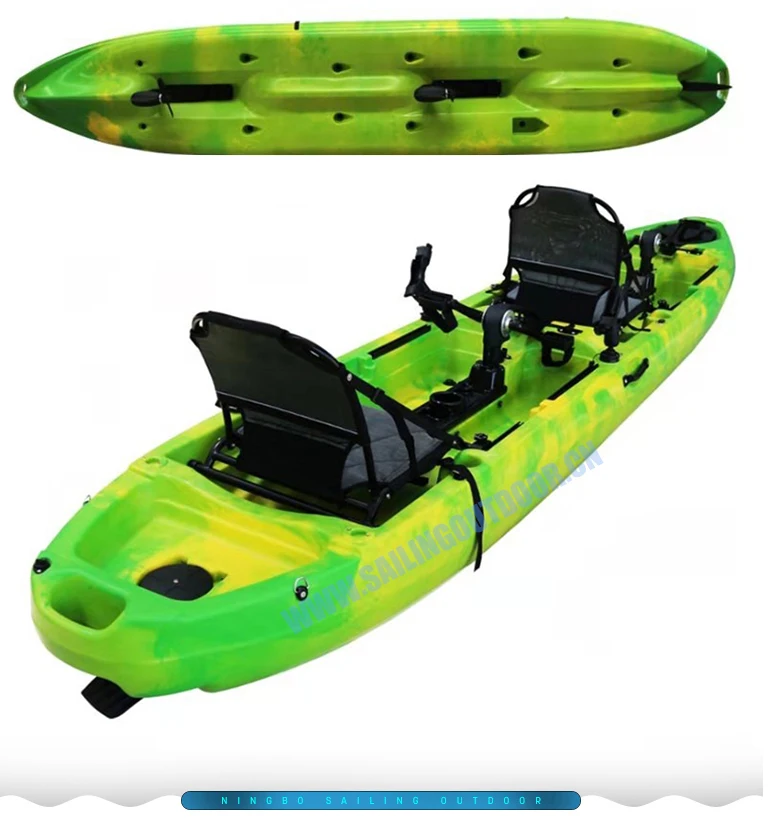 Sailing outdoor 16ft Double Seat Fishing Kayak With Pedals Plastic Boat Foot Pedal Drive