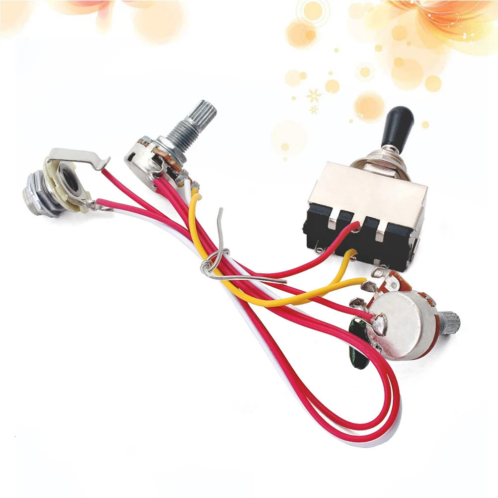 

Guitar Wiring Harness 1T1V 500K Volume Tone Pot Toggle Switch Electric Acoustic Durable Metal Low Noise