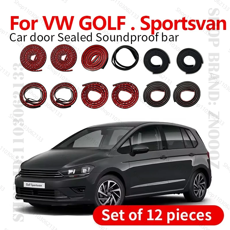 

For VW GOLF Sportsvan Car Door Seal Strip Rubber Double Layer Sealing Protector Soundproof Strip Dustproof Seal Strip 12PCS Set