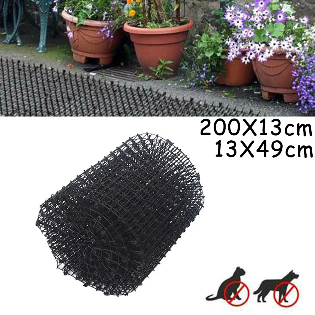 1Pcs Black PP Cat Scat Mat Anti-Cat And Pest Plastic Prickle Strip Network Digging Stopper 30X200CM /13X49CM Two Sizes Selection
