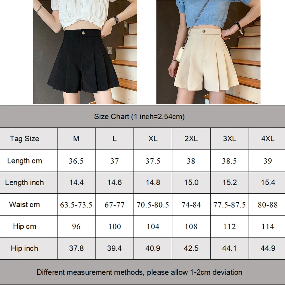 Shorts Casual Korean Fashion Office Lady Elegant Temperament Patchwork Pleated Solid Color Women's Clothing