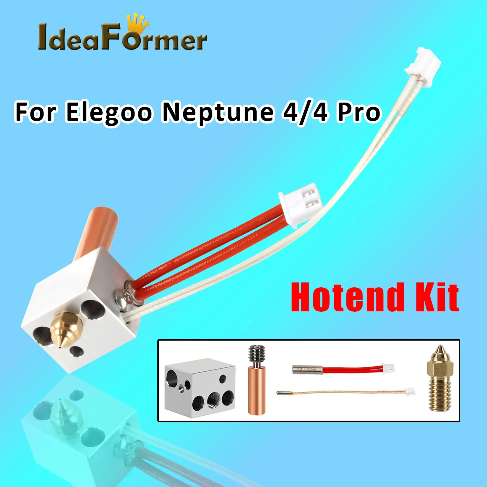 For Elegoo Neptune 4 24v 50w Hotend Kit Nozzle For Elegoo Neptune 4 Pro Heated Block Bimetal Heatbreak Throat Cartridge Heater