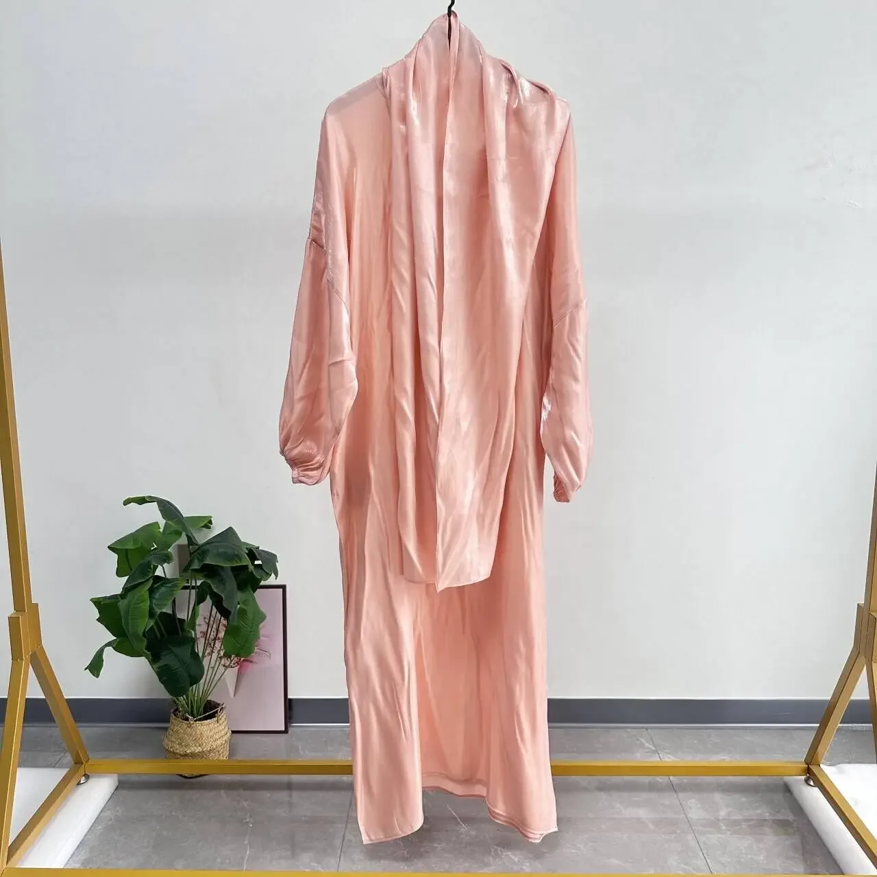 Eid Ramadan Donna Abaya musulmano Abito da festa con sciarpa Un pezzo Arabo Modesto Dubai Abito lungo Caftano Islam Abaya Marocco Turchia