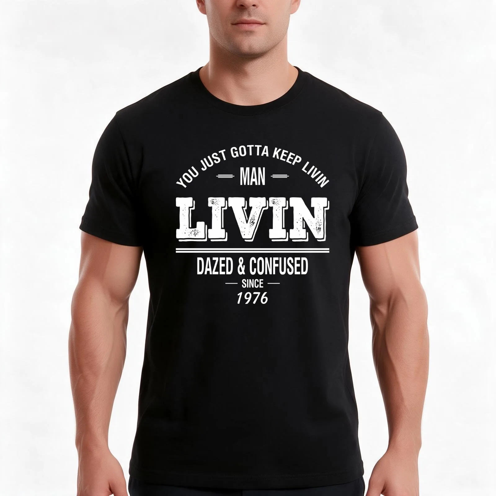 Dazed and Confused - LIVIN T-Shirt, Summer Casual Cotton Tee, Oversized Streetwear Tops, Vintage Graphic Print, Unisex Men Women