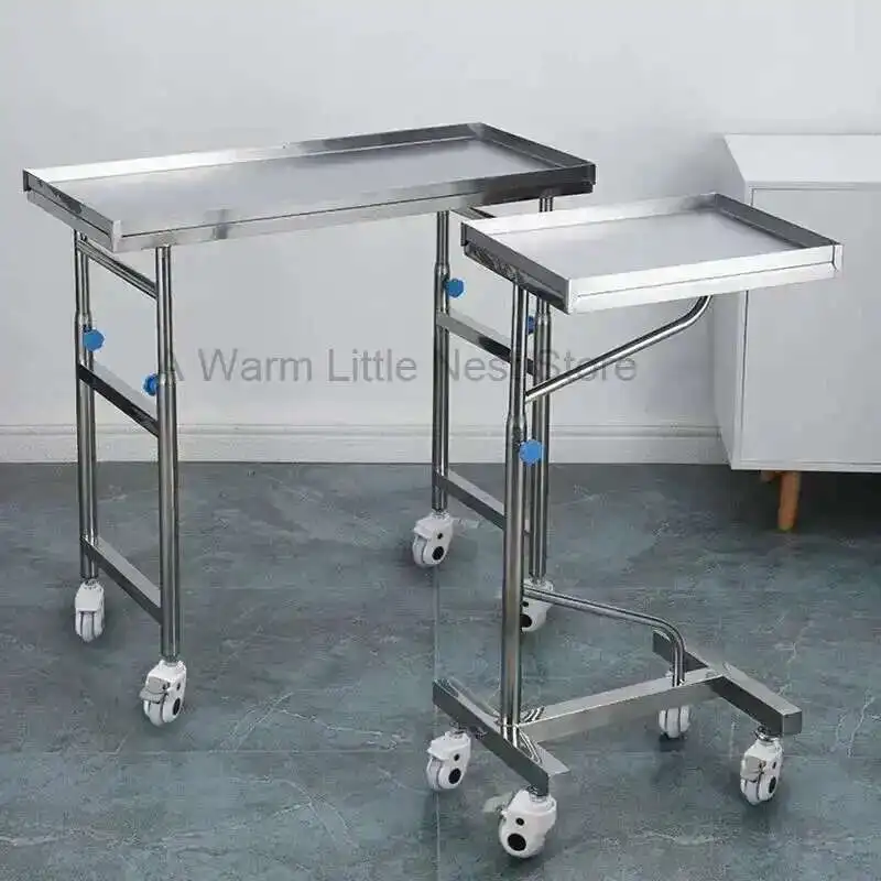 

Medical Tray Rack Auxiliary Tool Cart Luxury Stainless Steel Salon Trolleys Creative Salon Furniture Organizer Cart with Wheels