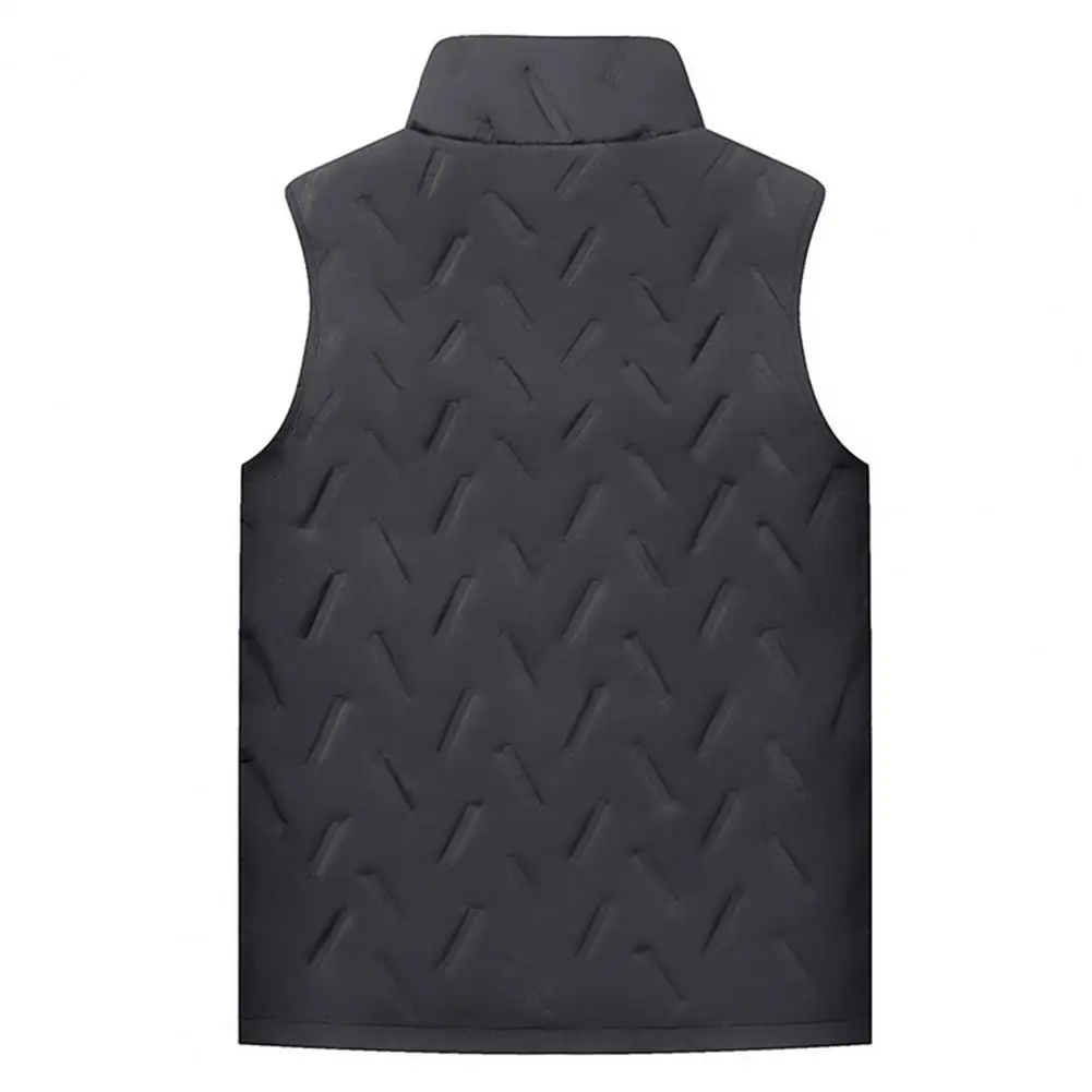 

Waistcoat Premium Men's Winter Vest Thick Padded Plush Stand Collar Windproof Zipper Closure Warmth Neck Protection Velvet