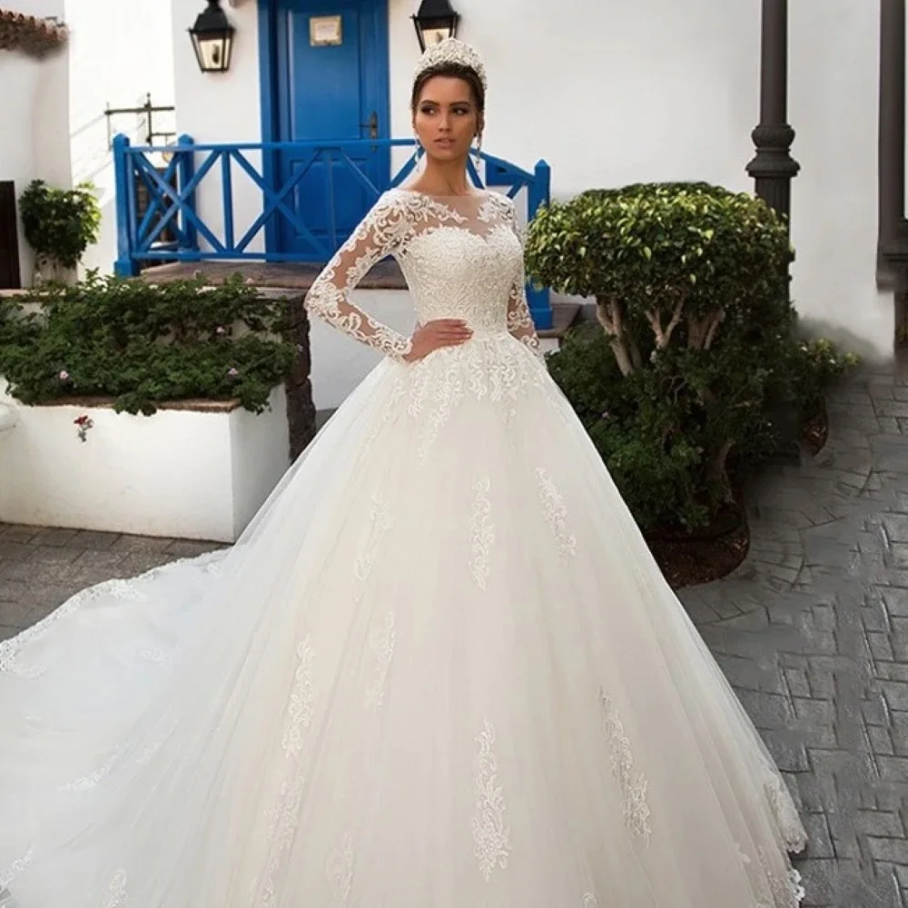 

A-LINE Wedding Dresses For Women With Removable Jacket Appliques Lace Illusion Bridal Gown Vestidos De Novia Customized