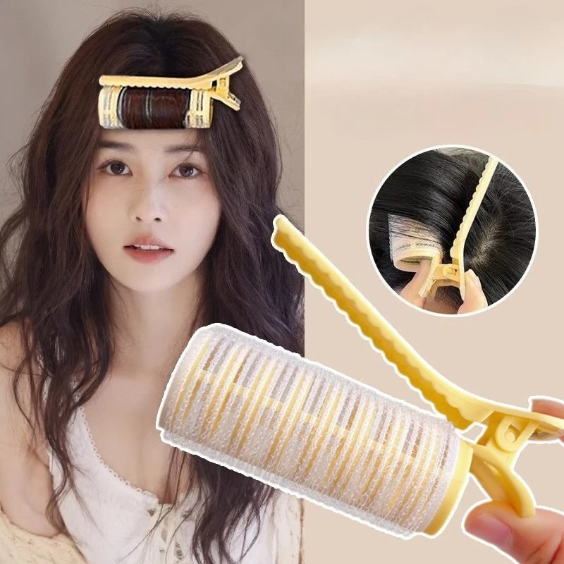 2PCS Hair Volume Curling Roller with Clip, Lazy Bangs Hair Curler, No Heat Root Fluffy Hair Styling Clip for Women DIY Hairstyle