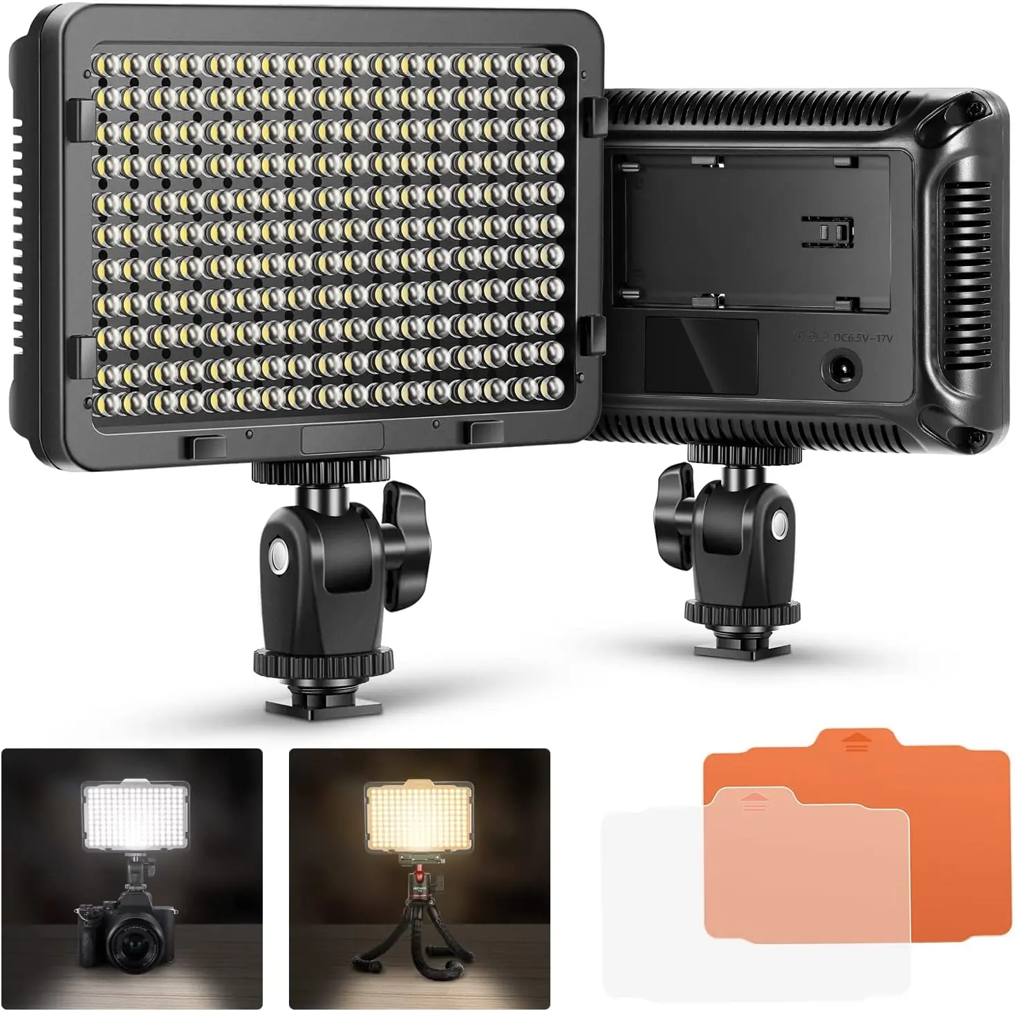 176 LEDs Video Light Camera lighting With NP-F550 Battery and Charger for Canon Nikon Sony better than cn-160 AL-160 free Bag