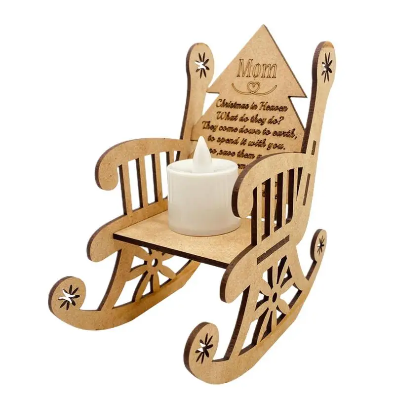 Wooden Heaven Memory Tealight Christmas Candle Holder Ornament Commemorate Loved Ones Rocking Chair Candle Stand