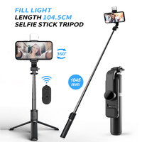 New Wireless Bluetooth Selfie Stick Tripod with Remote Extendable Tripod with LED Light Detachable for iPhone Android Smartphone