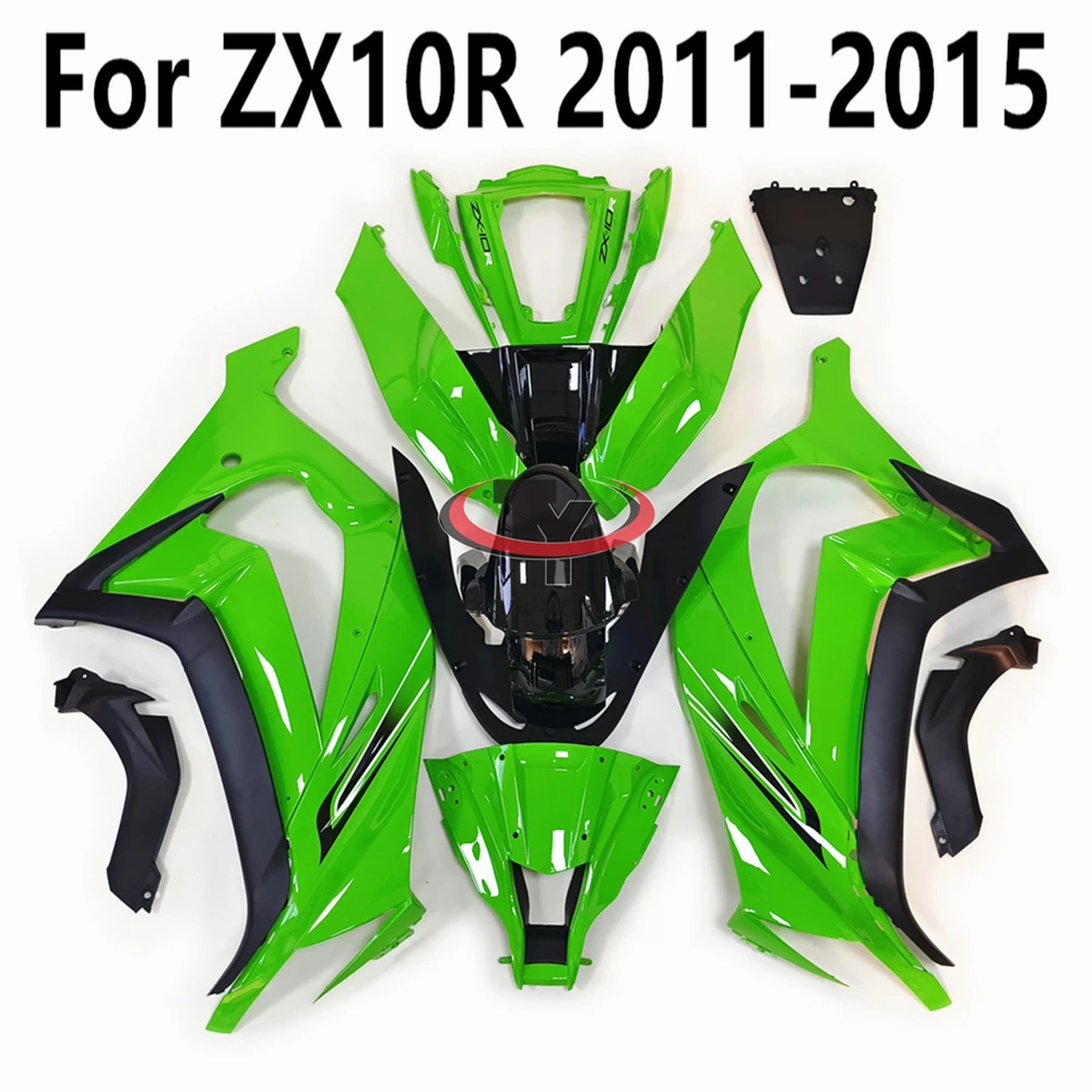 

Fit ZX10 R ZX 10R 2011 2012 2013 2014 2015 Green glossy black line print Motorcycle Full Fairing Kit For Kawasaki ZX10R Cowling