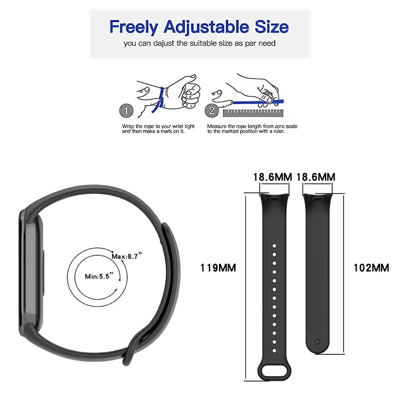 Silicone Strap for Xiaomi Mi Band 8 Replacement Bracelet for Xiaomi Mi Band 8 Sport Wriststrap Smart Watch Band Accessories