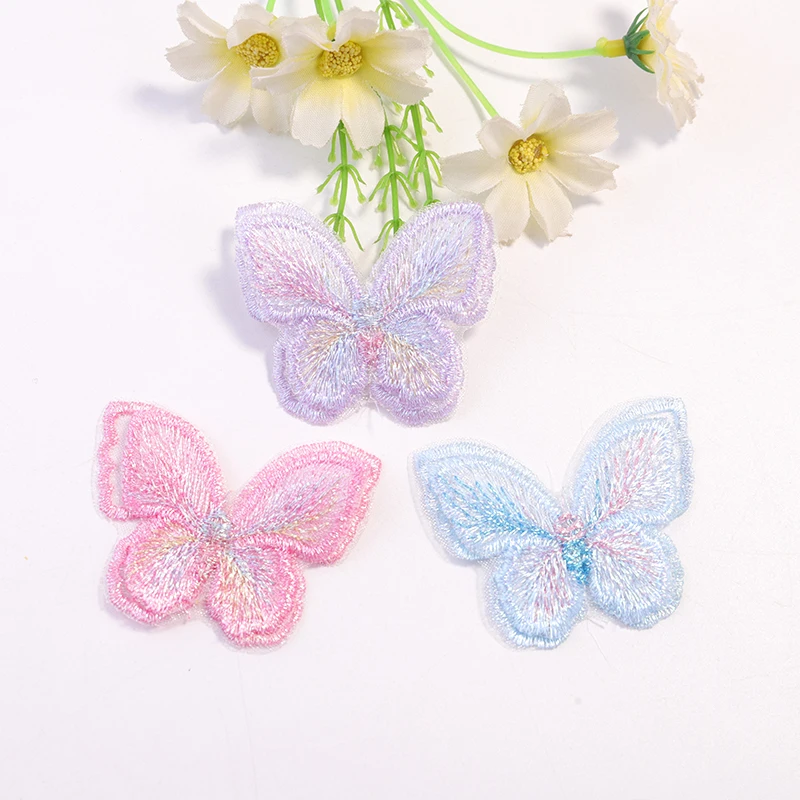 10PCS Colorful Butterfly Patches 5.5CM Double Layer Embroidered DIY Supplies Butterfly Patches for Clothing Sewing Accessories