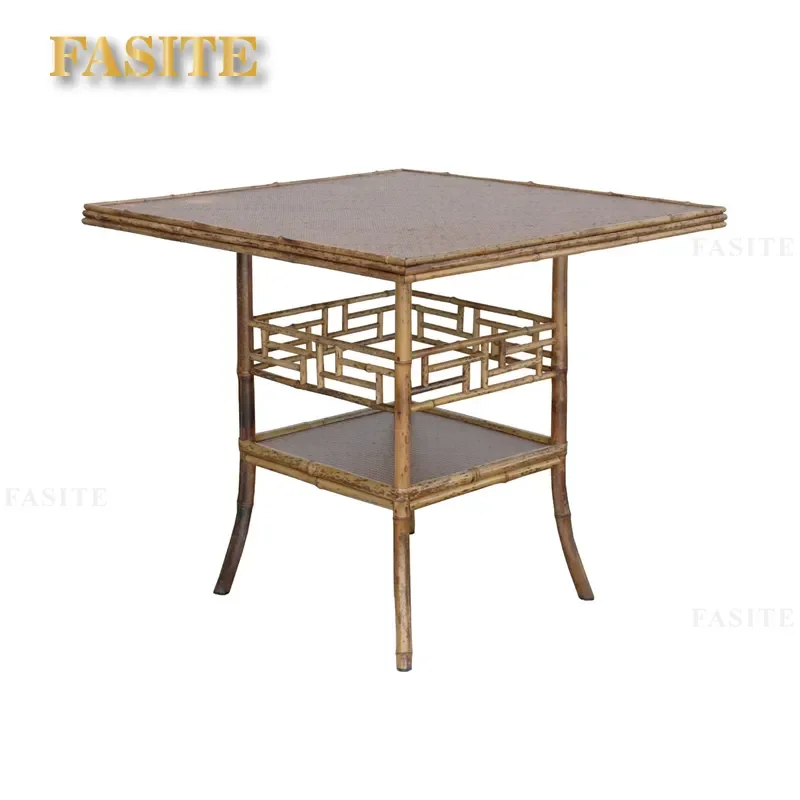 For Antique Ming Style Square Bamboo Table and Stool Set Original Natural Material Household Tea Leisure Furniture Living
