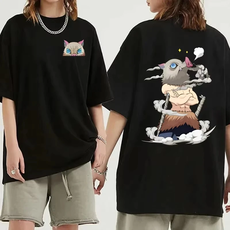 Sommer-Trend 2026 Kimetsu No Yaiba Inosuke Anime Grafik T-Shirt Unisex Lässige Weite Streetwear Kurzarm-Oberteil für Männer und Frauen