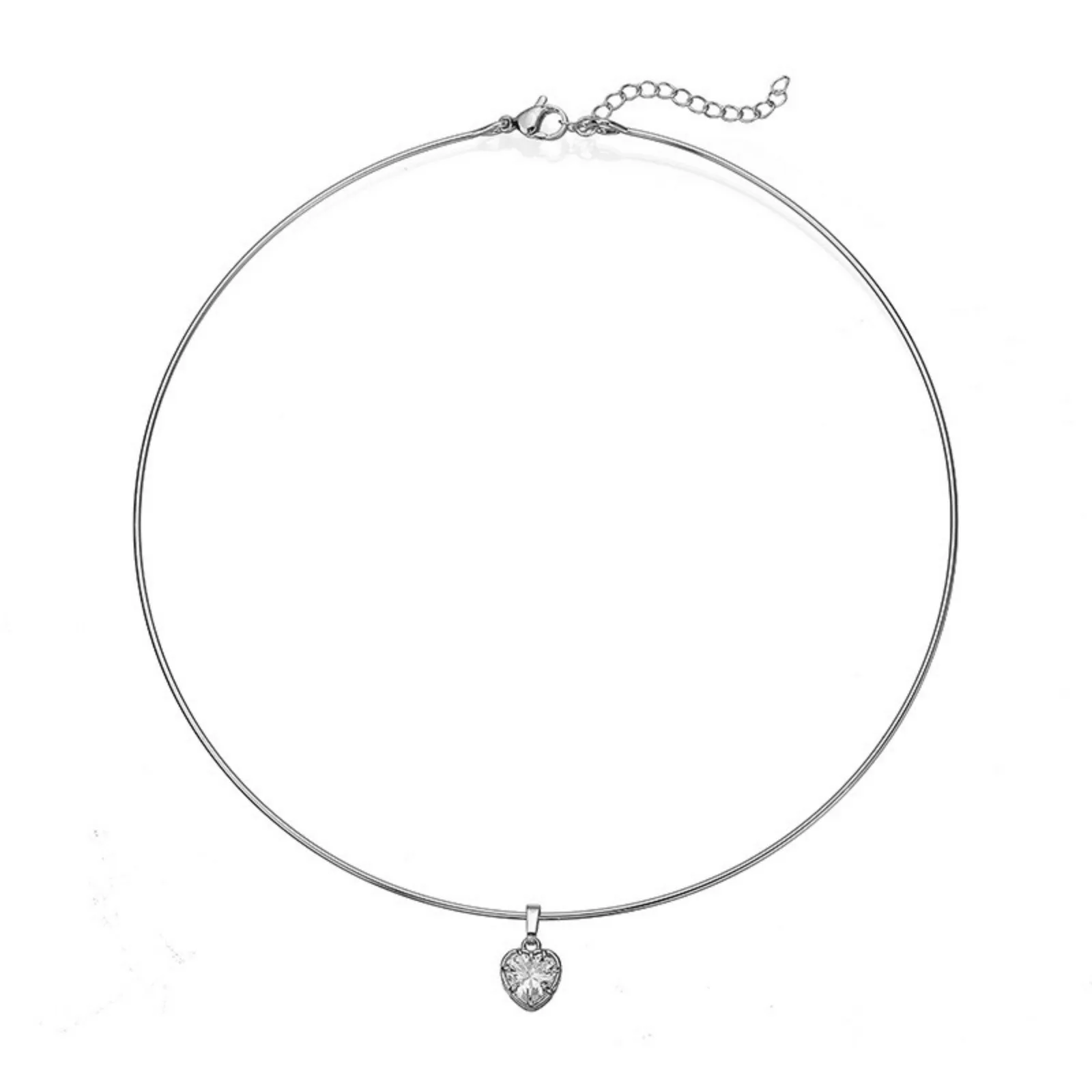 Großhandel Geometrischer Messing-Halsring mit klaren Strasssteinen, Edelstahl, stilvolles Geschenk-Schmuckstück für Damen, 1 Stück – Detail 11