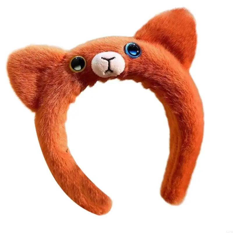 Mooie pluche katten oor haarband rekbare gezicht wassen haarhoepel voor vrouwen en meisjes cosplay party dressingup foto