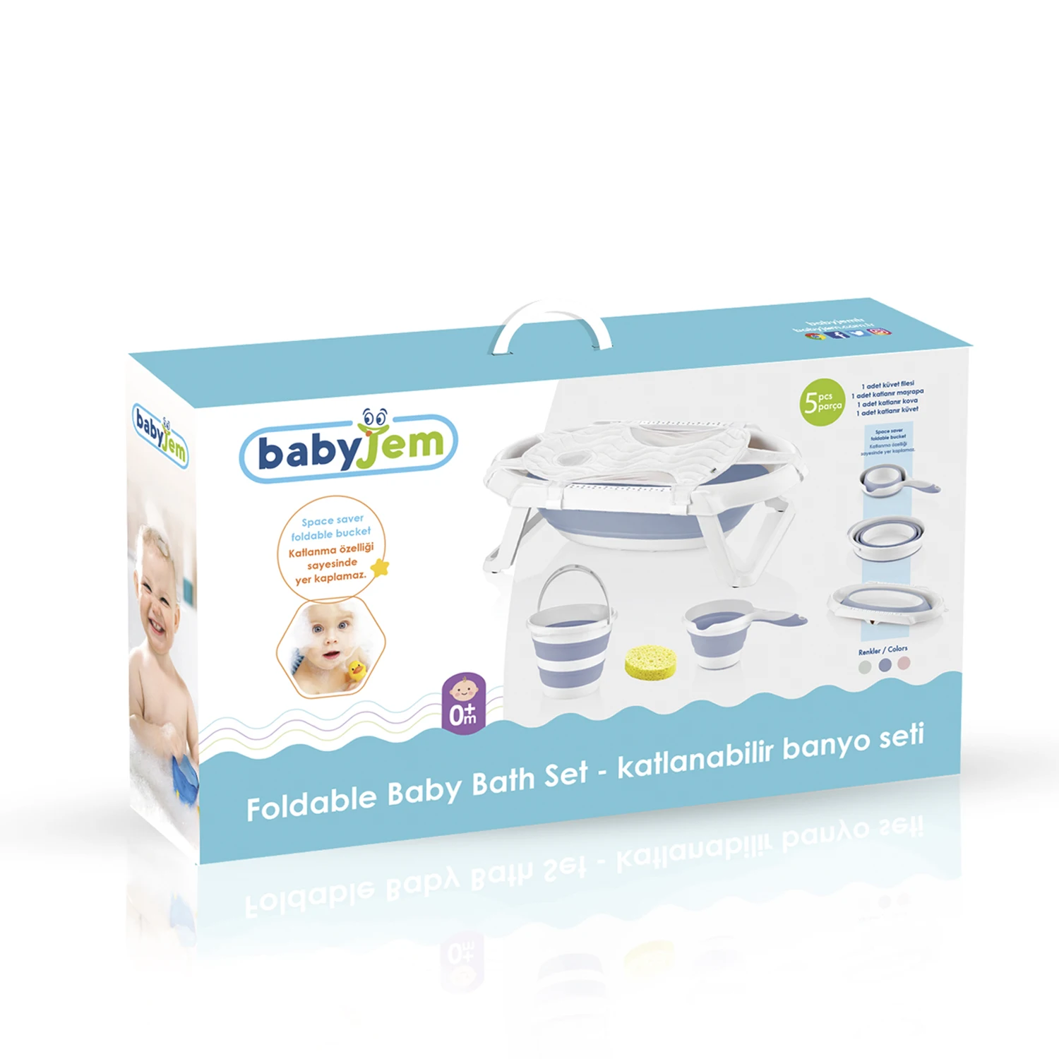 Blue Color Foldable Bathroom Set