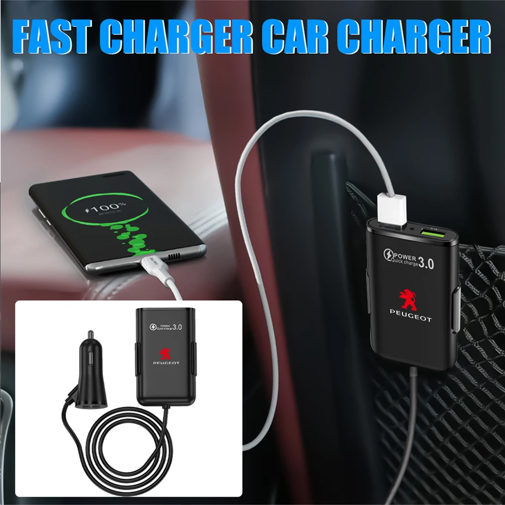 Chargeur de voiture USB Type-C, adaptateur de téléphone à charge rapide, couvercle central pour Peugeot 5008 4008 3008 2008 508 1008 406 207 4008 106, 1 pièce