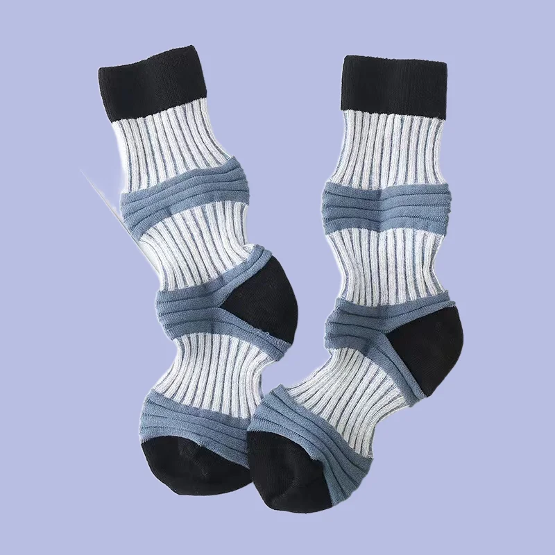 3/6 Pairs New Women's Miyake Pleated Socks Fashion Internet Celebrity New Design Women's Socks Middle-tube Contrast Color Socks