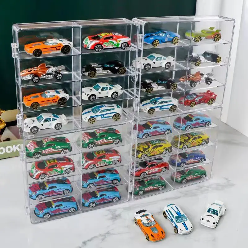 1Pc Vehicles Car Model Toys Storage Box Transparent Acrylic Display Case Compatible With 8 Slots Display Case For Die Cast Cars