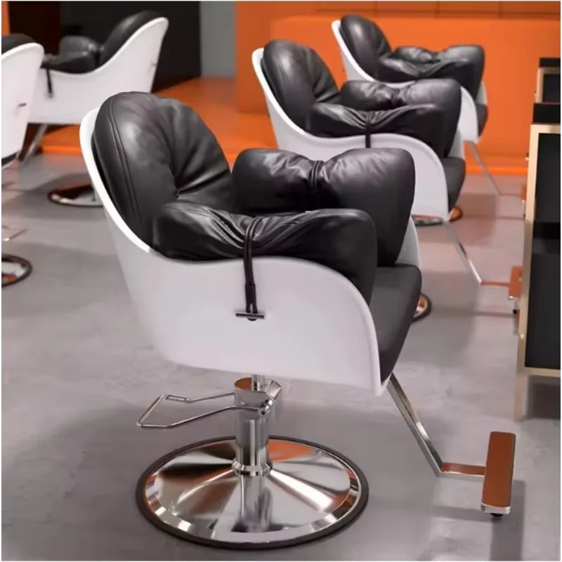 Adjustable Swivel Modern Black White Color Stainless Steels Fashionable Haircut Salon Chair Hair Salon Barber Chairs