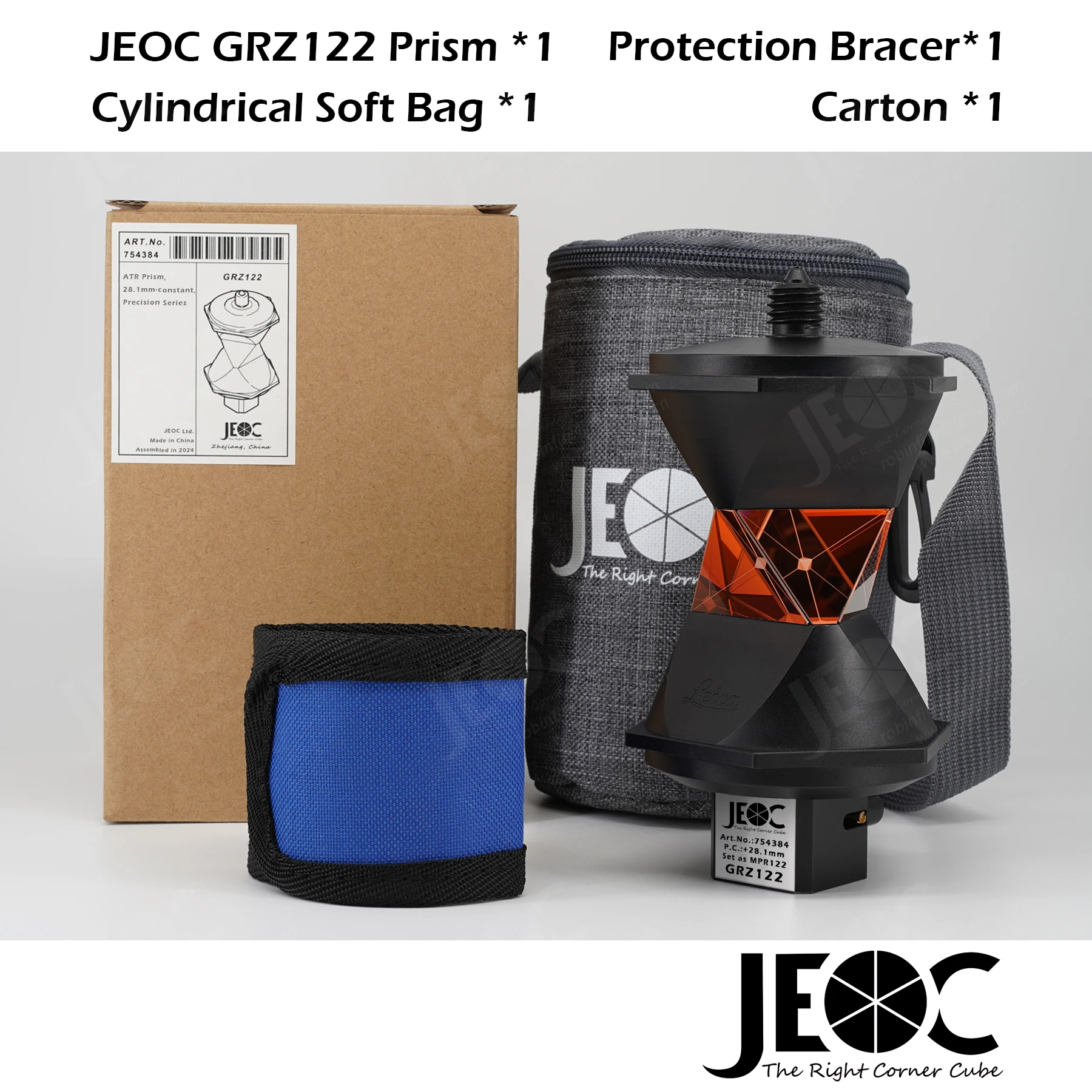 JEOC GRZ122, Light Weight Accurate 360 Degree Reflective Prism with Metal Holder, for Leica ATR Total-Station Topography Survey