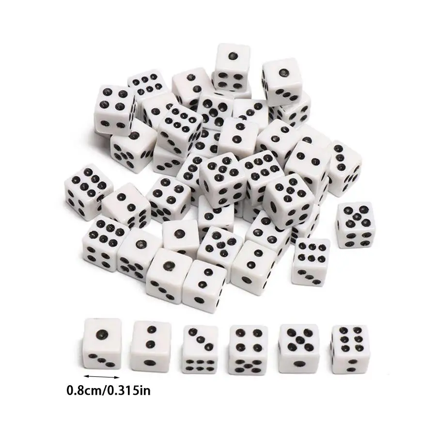 120/600pcs Mini Multi Colored Dice, 8mm 6 Sided Dot Dice for Party Table Board Games, DIY Crafts, Educational Math Counting XJM