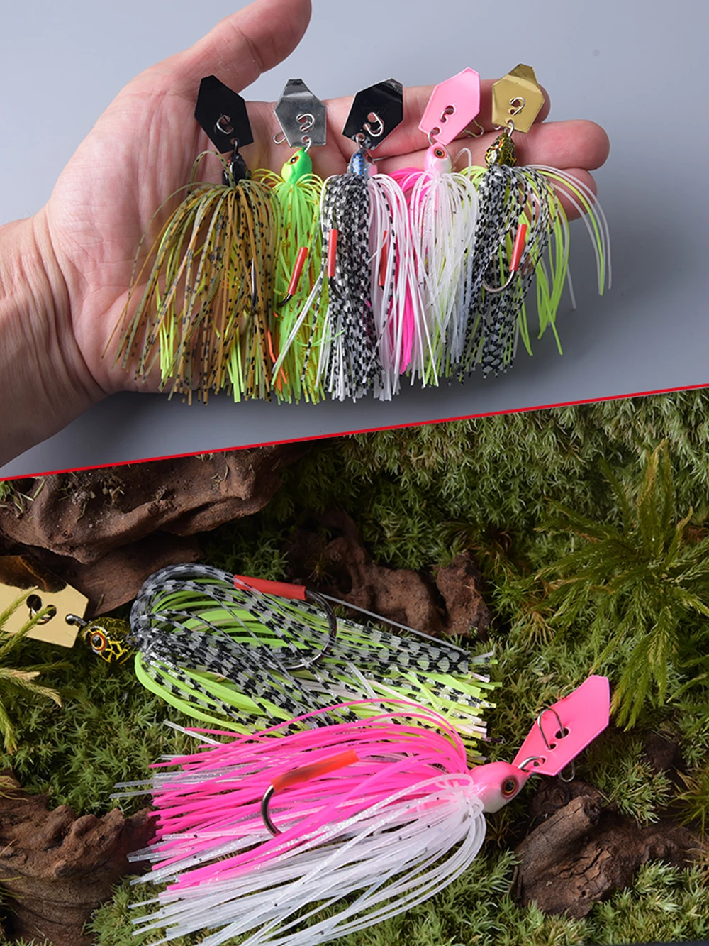 Metal Blade Rubber Jig Head Hook Spinner Bait 7g/9g/12g/14g/21g Fishing Lure Fishhook Pesca Chatter Weedless Wire Spinnerbait
