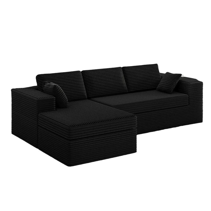 Sponge Vacuum Sealed Package L-Shape Customizable Modern Living Room *Modular Compression Sofa Set Corduroy Cloth High Density