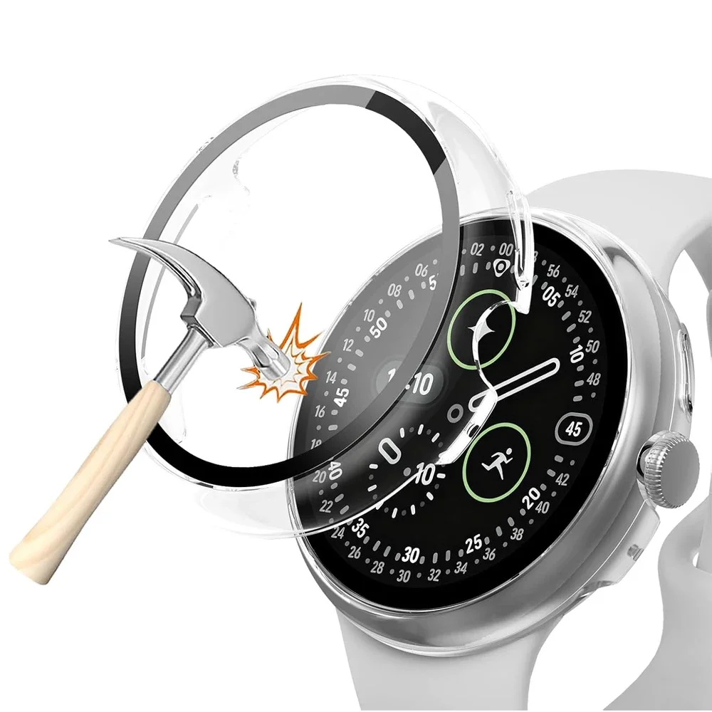PC Protective Case +HD Tempered Glass for Google Pixel Watch 5 4 45mm All-Around Bumper Screen Shell Pixel Watch 5 4 41mm Cover