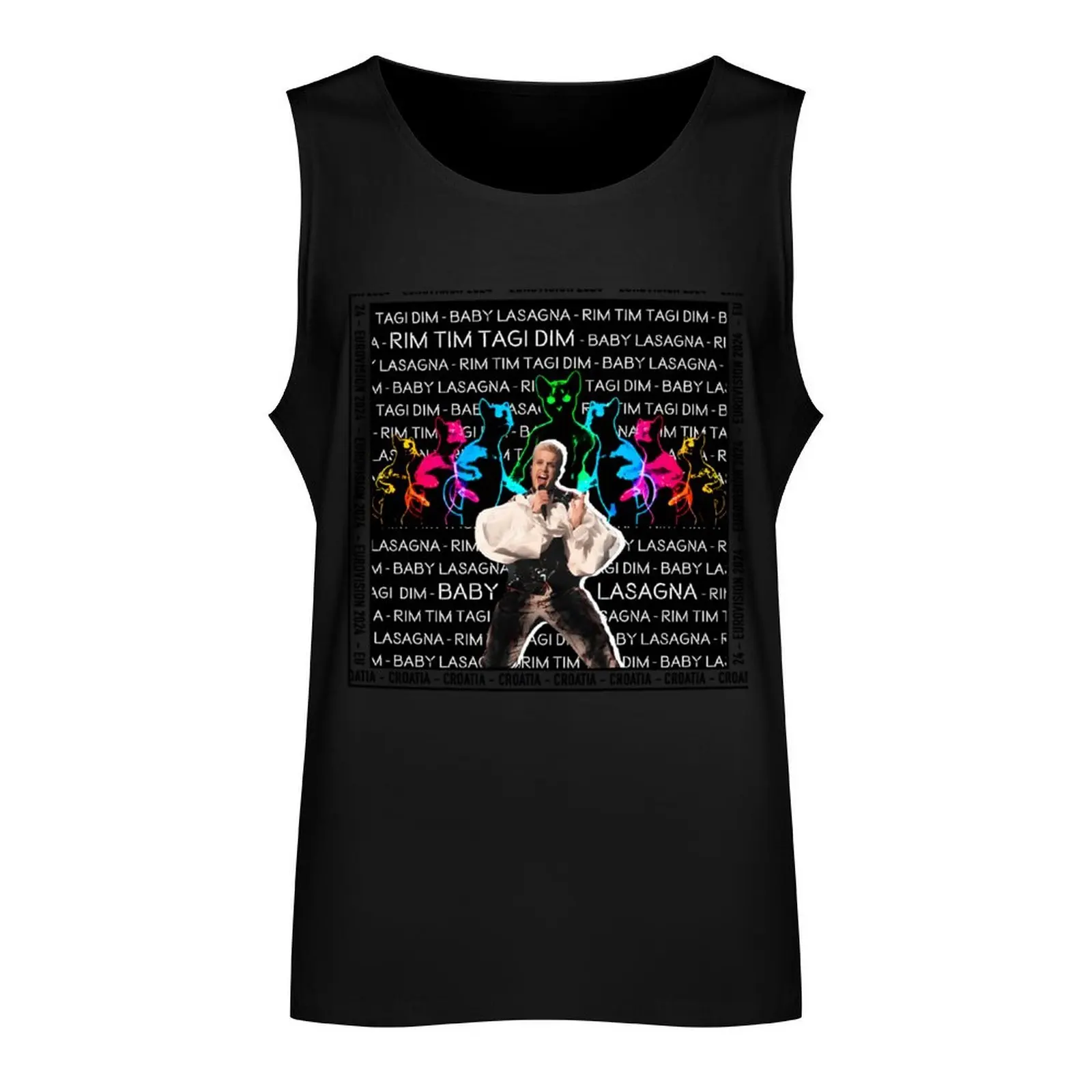 Eurovision 2024 Baby Lasagna Rim Tim Tagi Dim Croatia Tank Top gym clothes man fitness Vest male