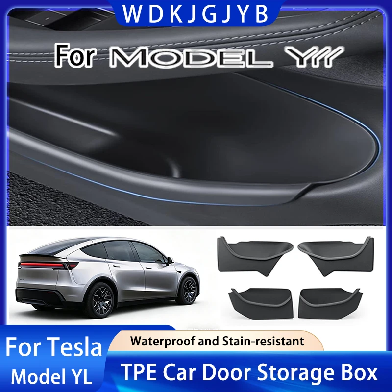 For Tesla New Model YL Launch 2026 Door Side Organizer TPE Front And Rear Door Side Storage Box For Refresh Interior Accessories