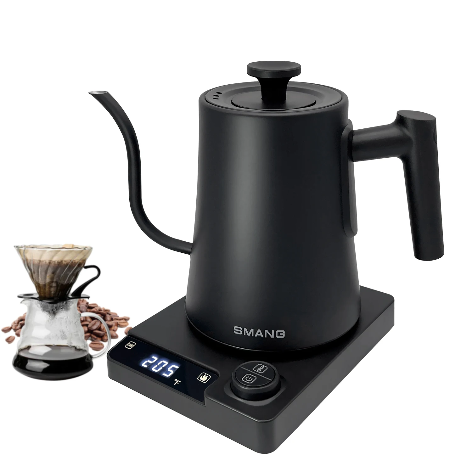 SMANG 1200W Gooseneck Electric Kettle 1L Temperature Control Coffee Kettle Pour Over Coffee Kettle For Home, Office, Hotel