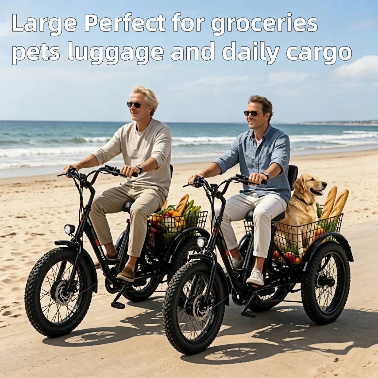 Adult Electric Tricycle Features a 500W Motor, a 36V 15AH Battery, 20-inch Tires, and an Extra-large Rear Basket, Making It Ideal for Shopping and Everyday Use
