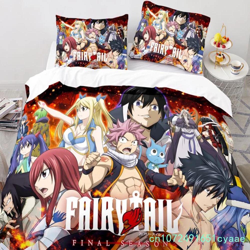 New Fairy Tail Bedding Set Japanese Anime Boys Girls Gift Bedroom Decor Single Twin Full Queen Size Home Textiles Dropshipping