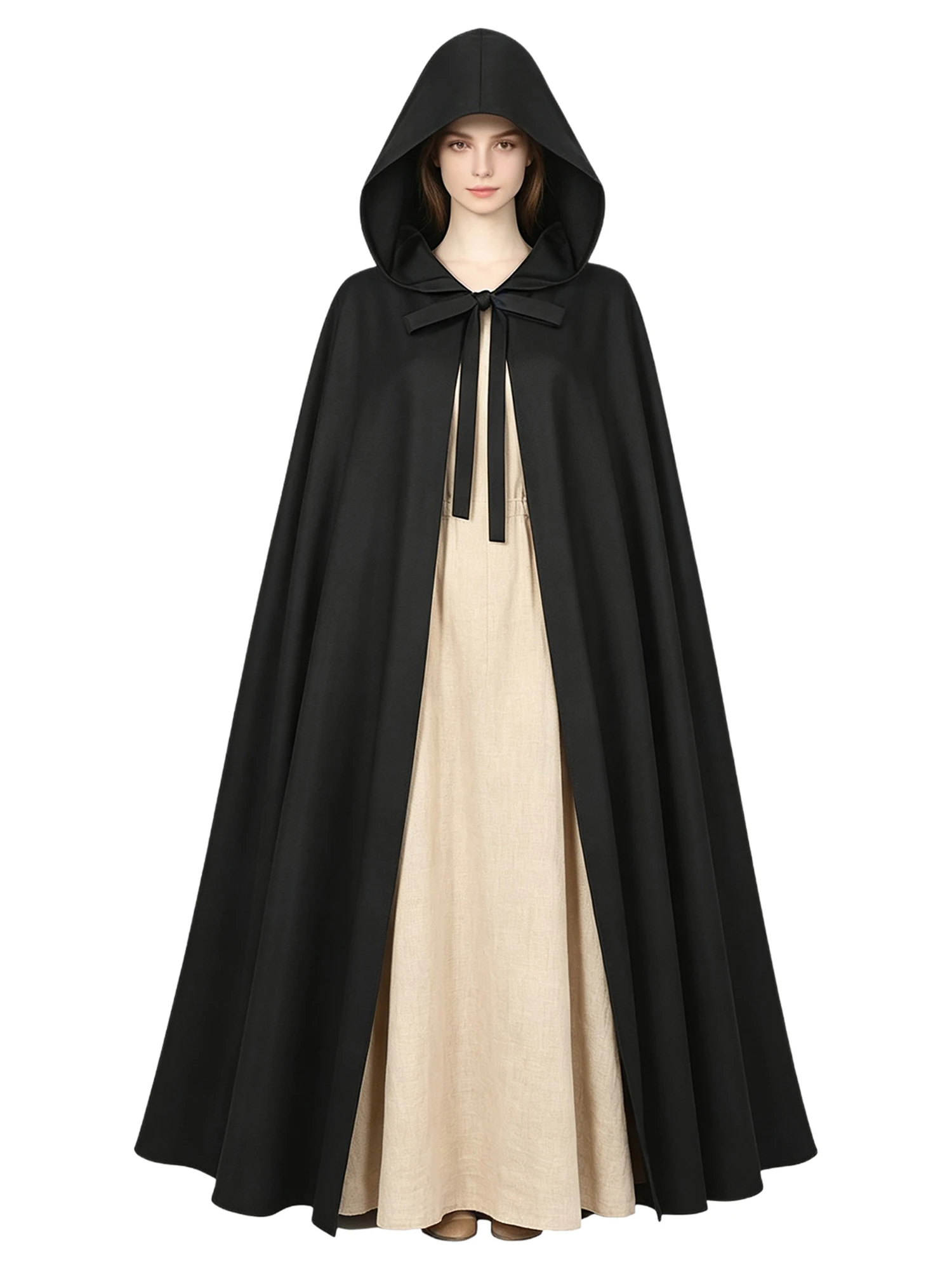 Adults Unisex Hooded Cape Cloak Renaissance Knight Wizard Robe for Halloween Cosplay Theme Party Medieval Fantasy 4