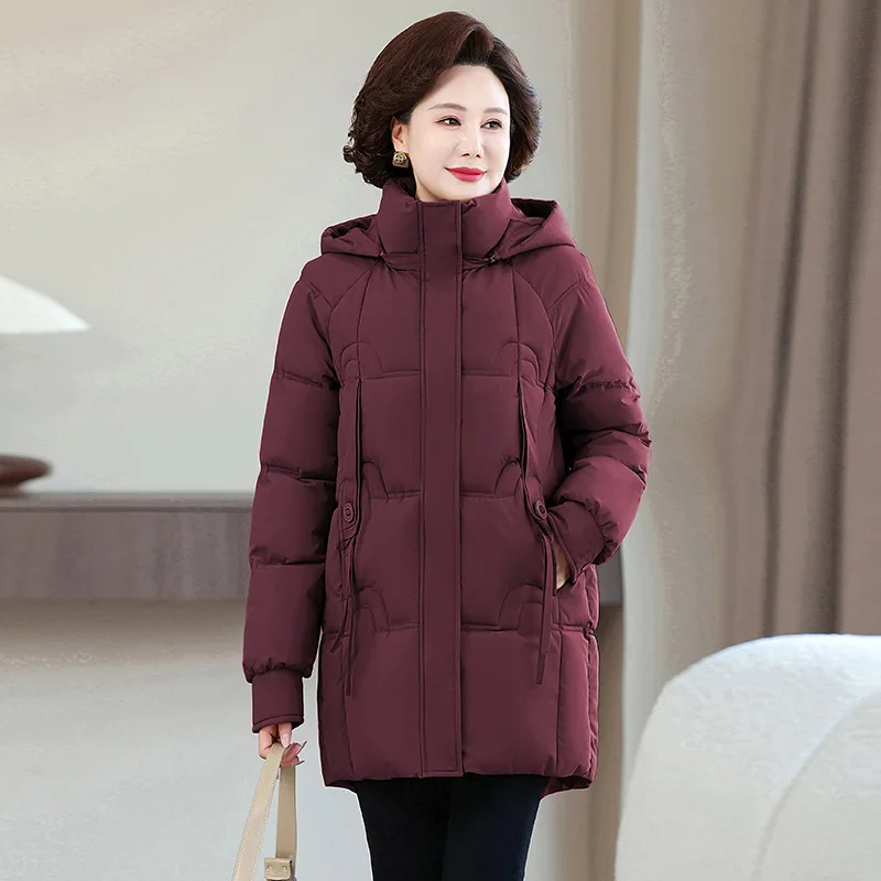 Parkas Women Mid Length Coats Hooded Zipper Jackets Thick Warm Y2k Streetwear Elegant Jacket Work Coat Autumn Winter 2025