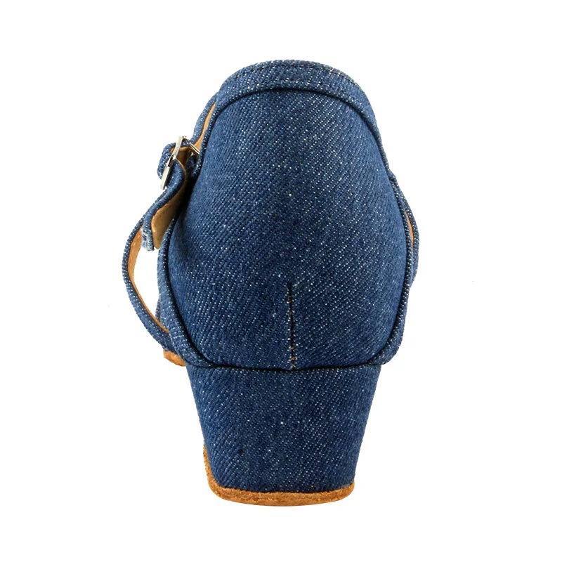 Wedopus ブルーデニムダンスシューズローヒールスエードソール社交サルサシューズダンスサンダル女性用カスタマイズヒール