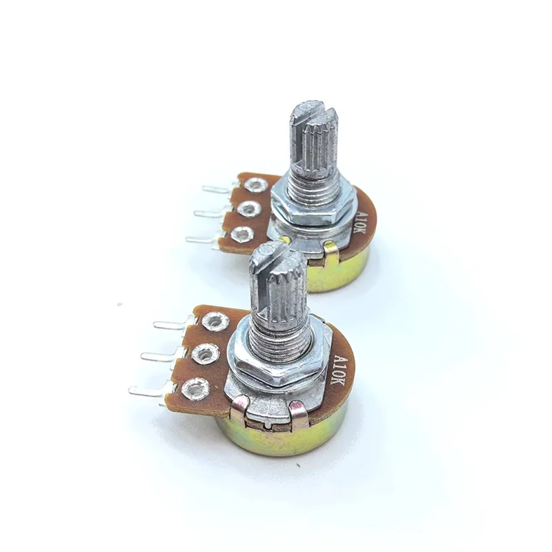 5pcs，WH148 volume adjustable Potentiometers Single 3-pin center tap 15mm plum shaft A10K